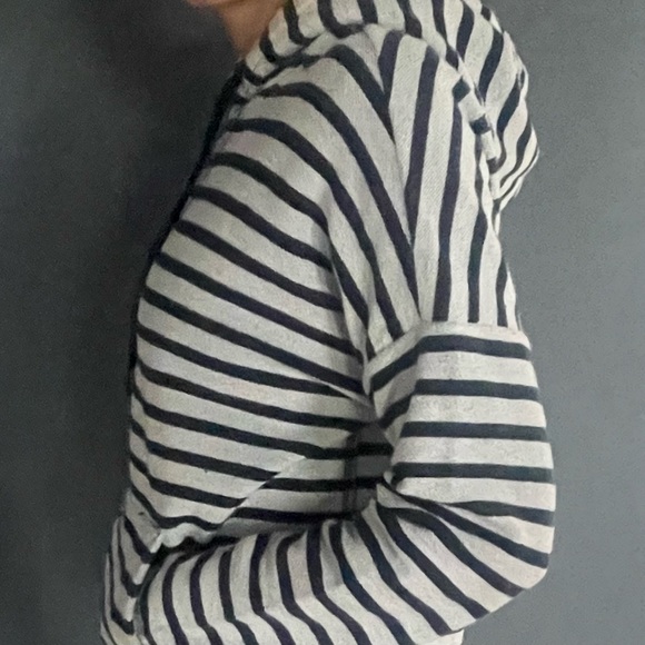 Alexander Wang Stripe French Terry Hooded Sweatshirt in Ink/Ivory XS - Picture 2 of 12